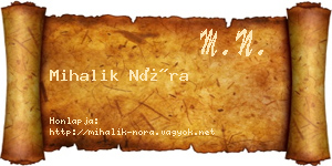 Mihalik Nóra névjegykártya
